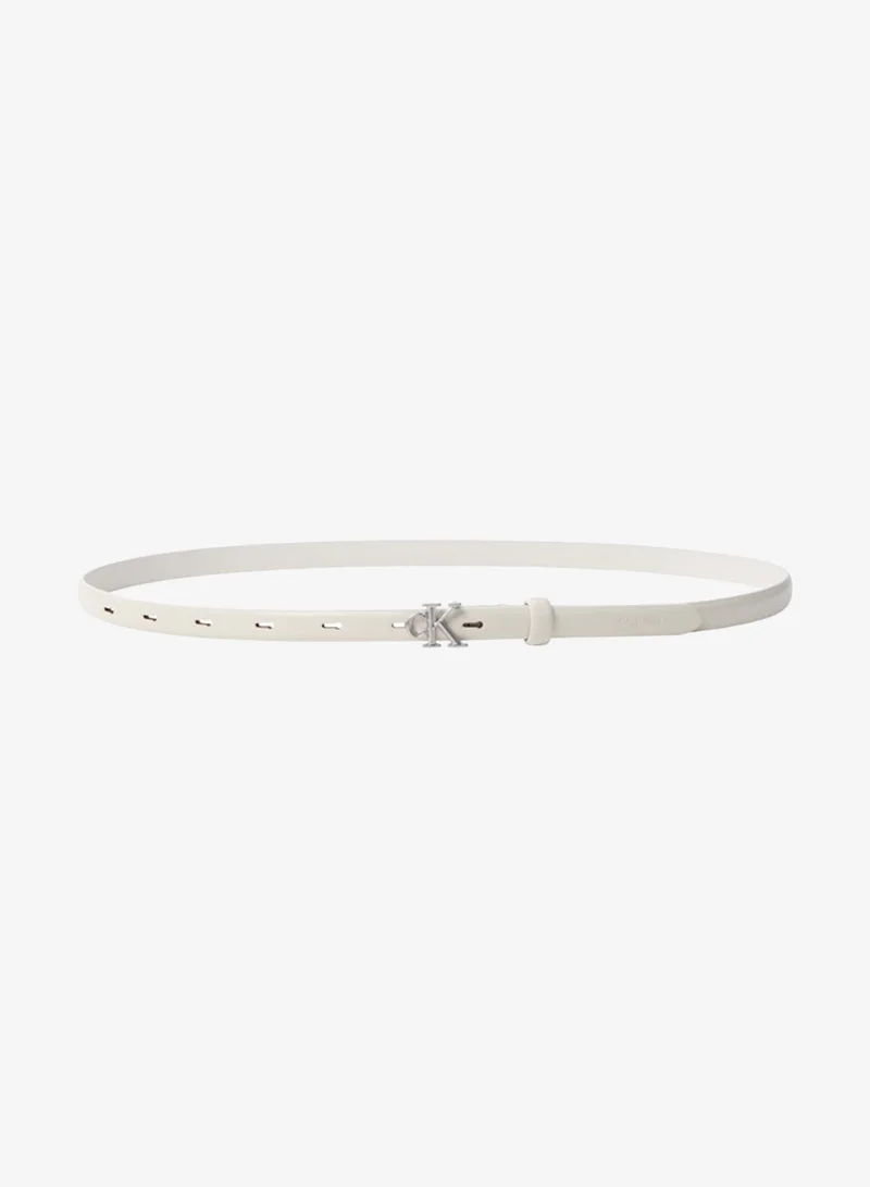 CALVIN KLEIN Monogram Buckle Slim Leather Belt